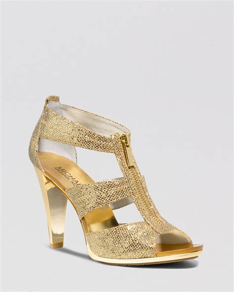 michael kors white and gold heels|Michael Kors open toe heels.